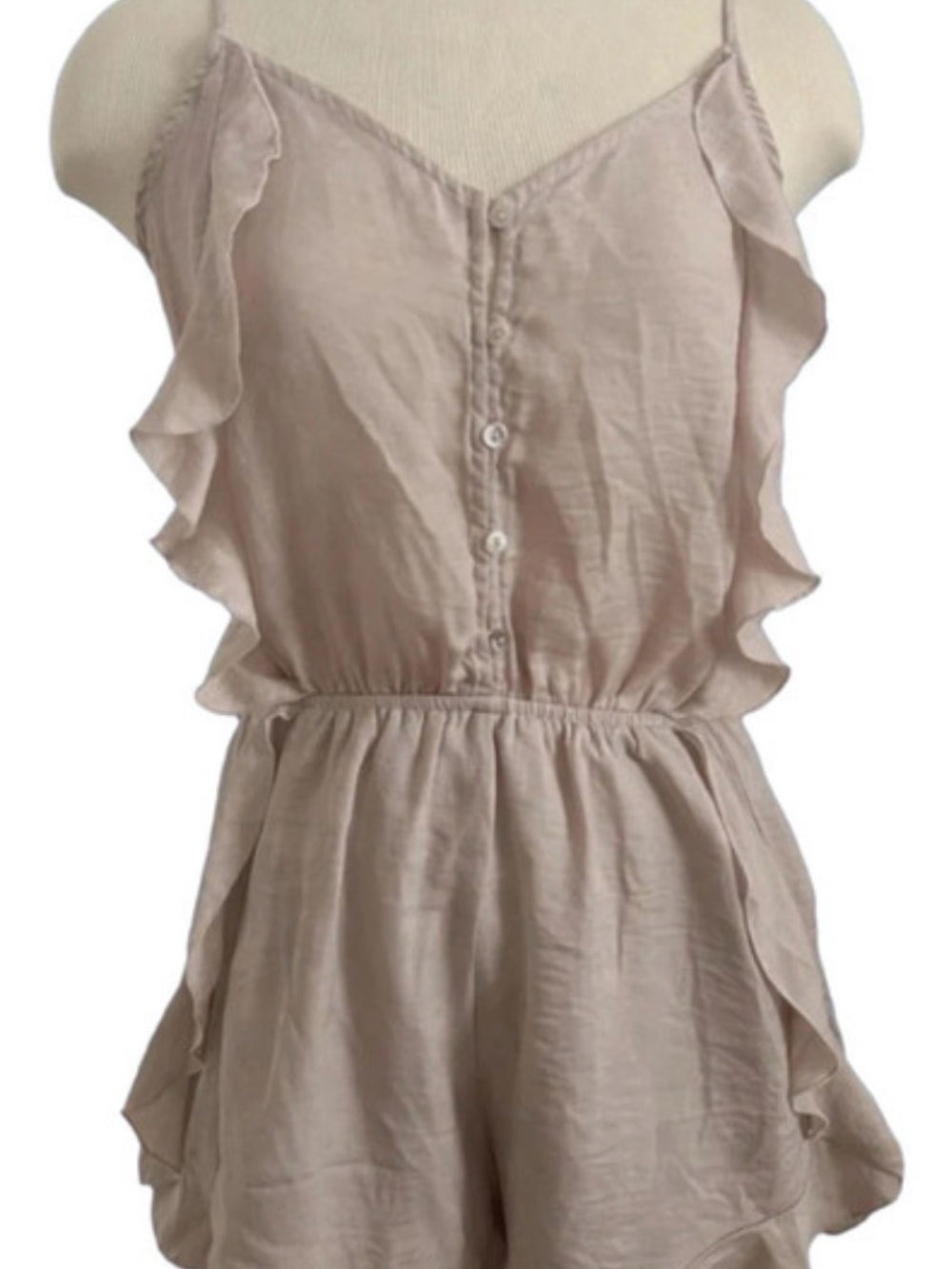 Charlotte Russe Blush Ruffle Button-Front Romper